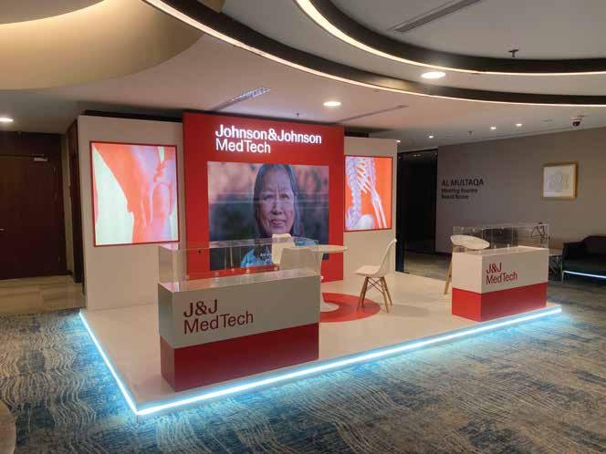 Johnson & Johnson MedTech stand with a meeting area
